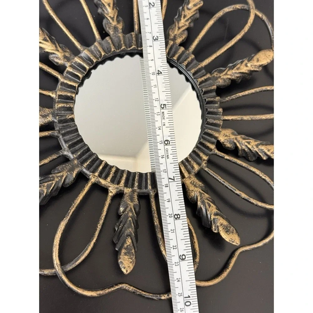 Lot of 3 Vintage Metal Flower Shaped Hanging Mirrors with Leaves Home Decor